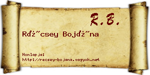 Récsey Bojána névjegykártya